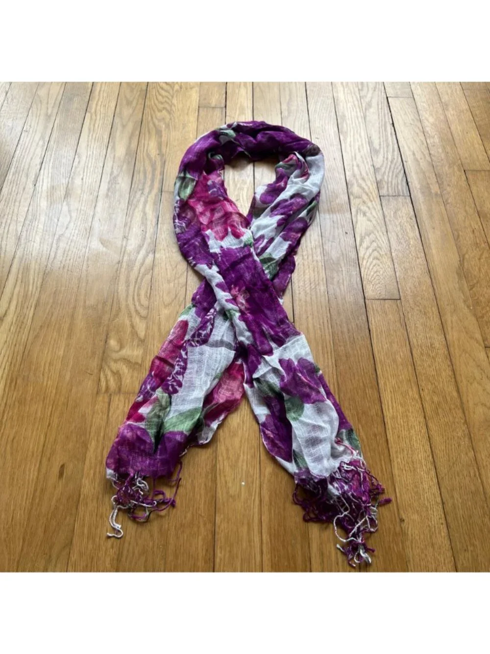 Purple Floral 100% Linen Size 70